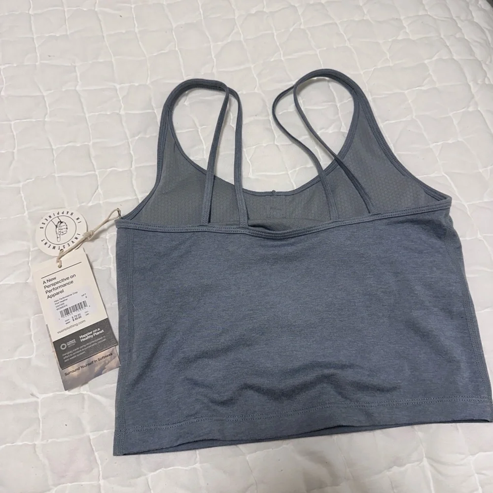 Vuori Hala Performance Crop in Heathered Blue - Picture 3 of 3